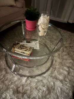  Round Glass Coffee Table with Chrome Base