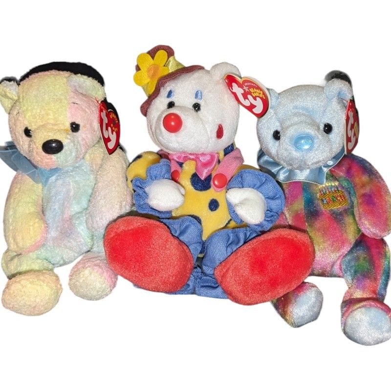 Ty Beanie Babies 3 Lot Featuring Retired Juggles,  Mellow, And March Bears