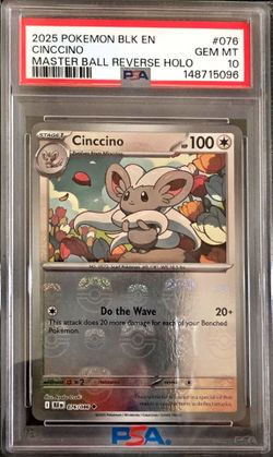 Cinccino 076/086 Master Ball Reverse Holo PSA 10