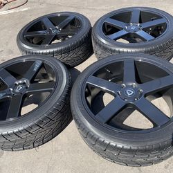 24” Gloss Black For Chevy 6 Lugs GMC Tahoe Silverado GMC Yukon Cadillac Ram Titan Armada