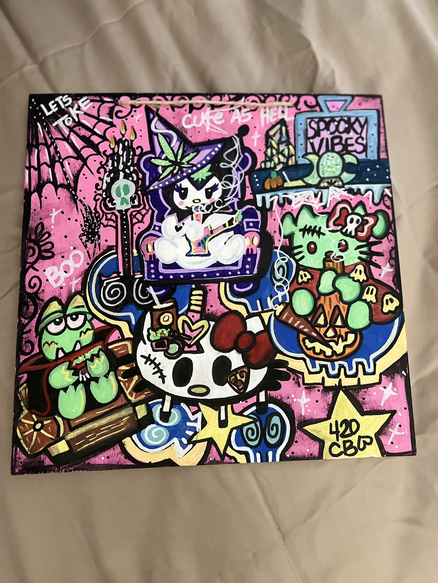 Sanrio Halloween Wood Artwork