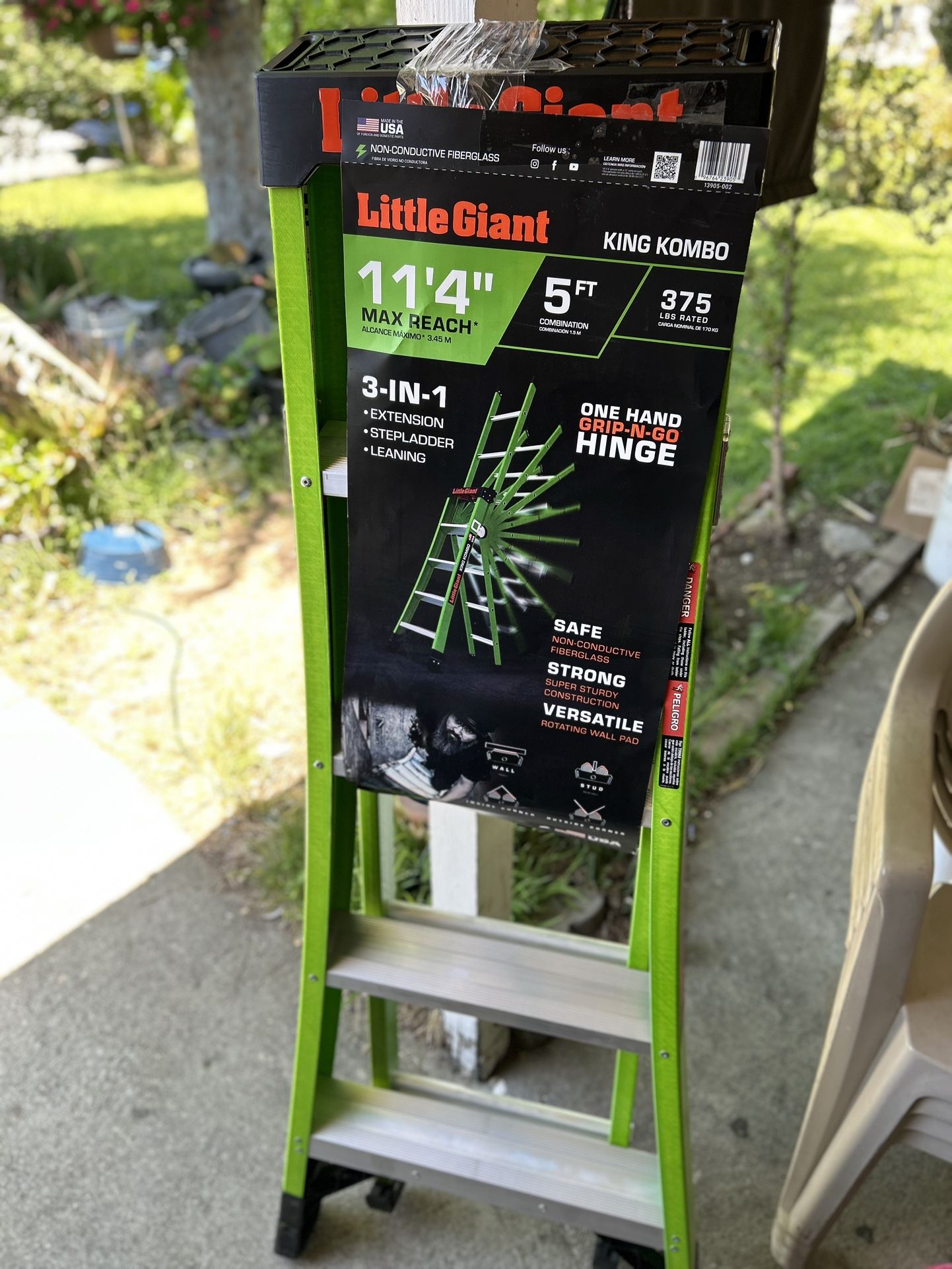 Little Giant King Kombo 5'-8' Fiberglass 3-in-1 Combo Ladder, 375 lbs. Rated