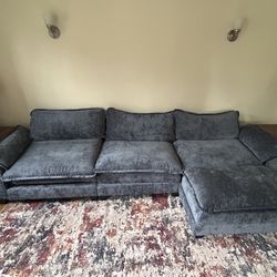 Wayfair Dark Blue Cloud Sofa With Ottoman