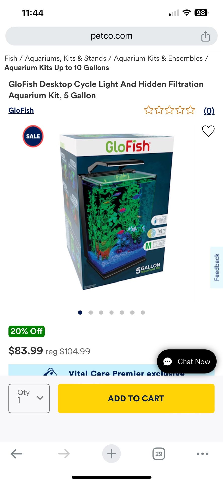 GloFish 5 gallon blue light fish tank & accessories