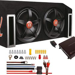 Alphasonik Car Bass Package With Amplifier And Installation Kit Included .  2 subwoofer wit