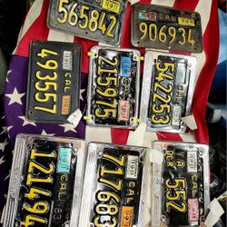 63' & 70's Black & Blue Motorcycle License Plates