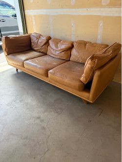 Article Timber Real Leather Couch Cognac