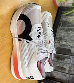 On Cloudboom Strike Men's White/Black/Orange Low Top Lace-Up Running Sneaker 13