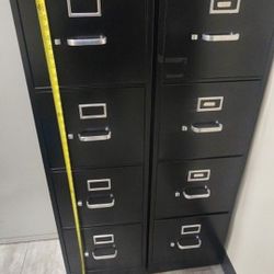 One Black Metal File Cabinet