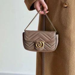 Leather Crossbody Shoulder Bag Super Mini Women's Milk Tea Nude