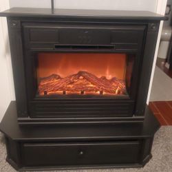 Heat Surge Ceramic Fireplace And Stand With Drawer  