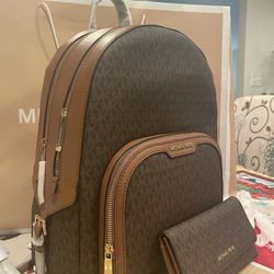 💯 Real!!! Brand New!!! Michael Kors Jaycee Backpack With Matching Trifold Wallet 