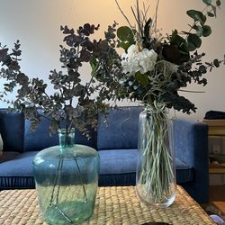 Glass Vase Designer Faux Flowers Arrangement