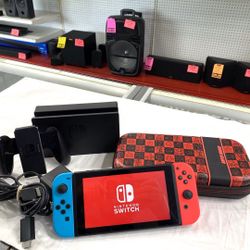Nintendo HAC-001 Nintendo Switch Console – Neon Red & Neon Blue Joy-Cons with Dock, Cords & Super Mario Case TPW015620
