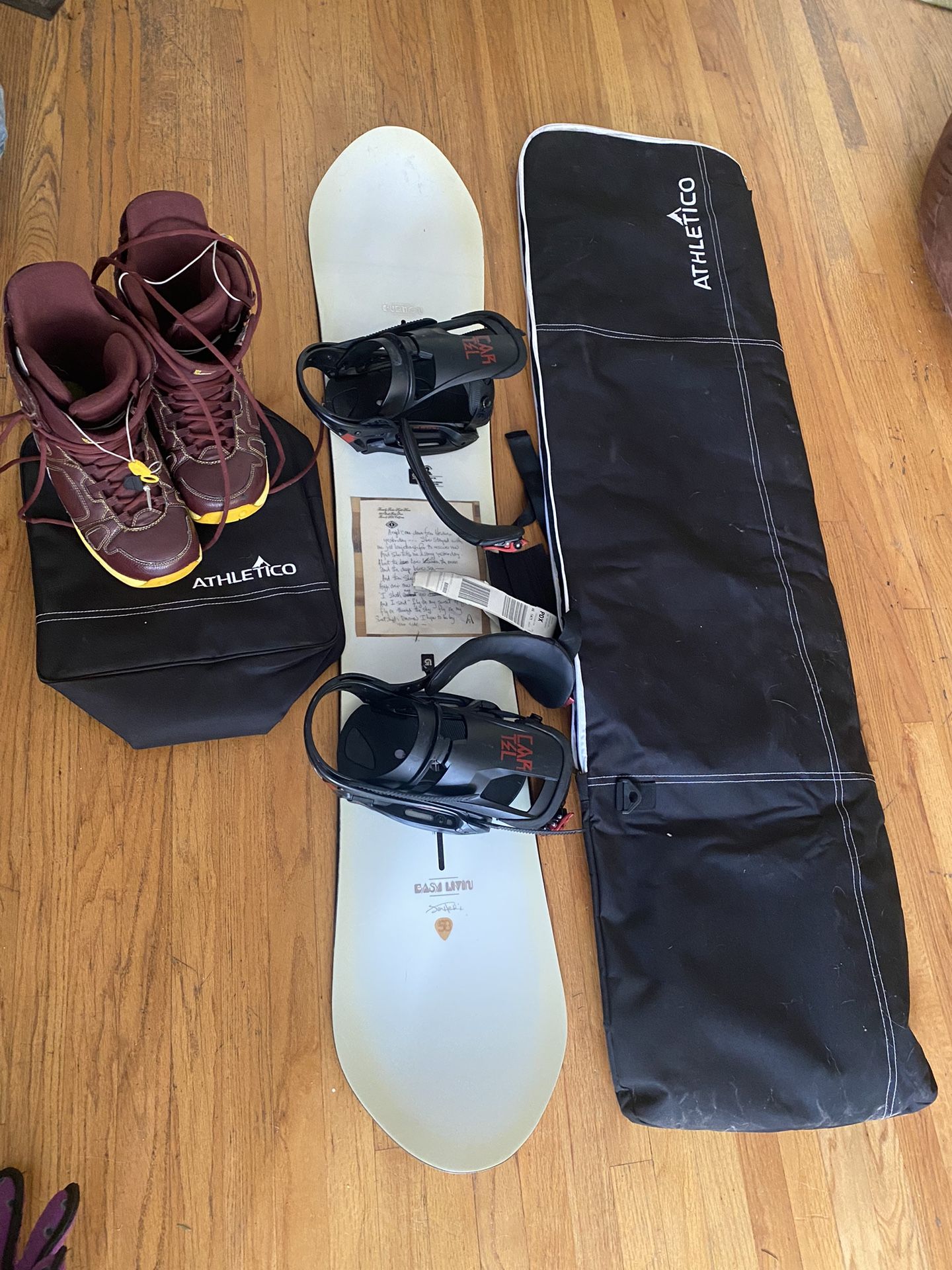 Burton Free Livin’ Flying V snowboard and gear