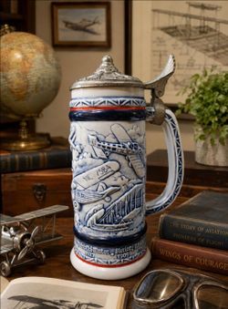 Vintage 1981 Aviation Beer Stein Ceramarte Brazil Flying Classics Airplane