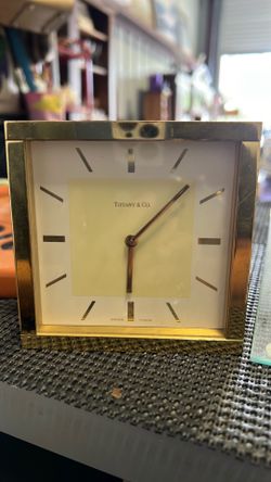 Tiffany brass desk clock