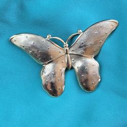 Butterfly brooch pin, 1.5” across jewelry Gold tone Dotted Styles #butterflypin