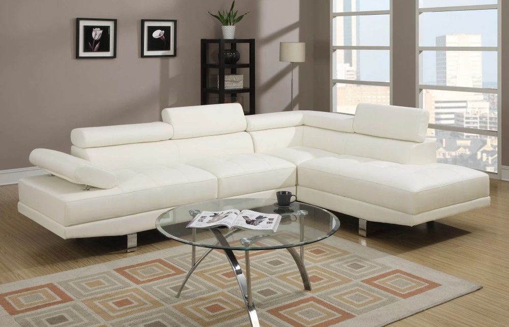 Brand New White Leather Modern Style Sectional Sofa
