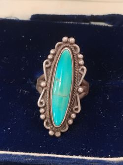Navajo Old Pawn Turquoise Sterling Silver Ring