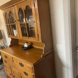 Antique Hutch Solid Maple China Cabinet