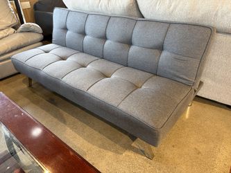 Tufted Gray Upholstery Convertible Futon