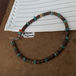 Beautiful Pooka Shells  With Turquoise & Coral Anklet