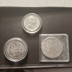 2-silver dollars , 1- silver .50c