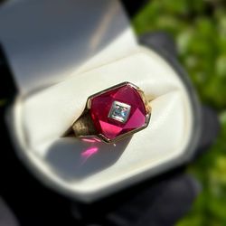 Jewelry 10k solid yellow gold natural diamond rose quartz stone 8.11CTW ring size 11.75