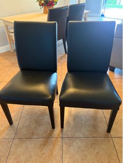 Black Leather-Like Chairs - Set of 2