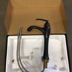 New in Box $25 oil rubbed bronze color single handle bathroom vessel faucet 