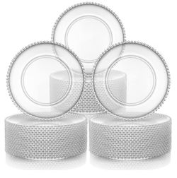 36  Clear Beaded Charger Plates