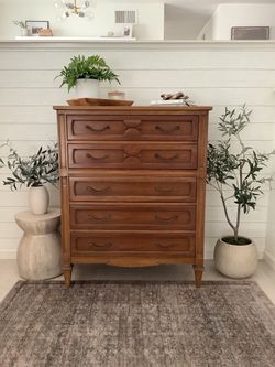 Vintage Wood 5-Drawer Tall Dresser