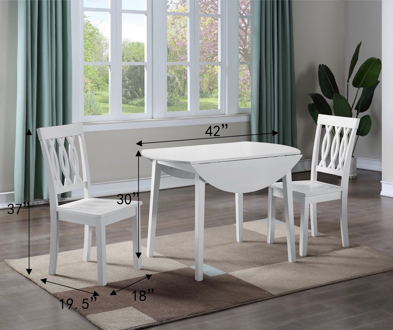 White Wooden Dining Set For 2 $189.99