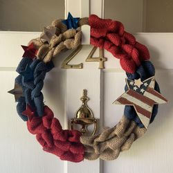 Patriotic Burlap Memorial Day Wreath
