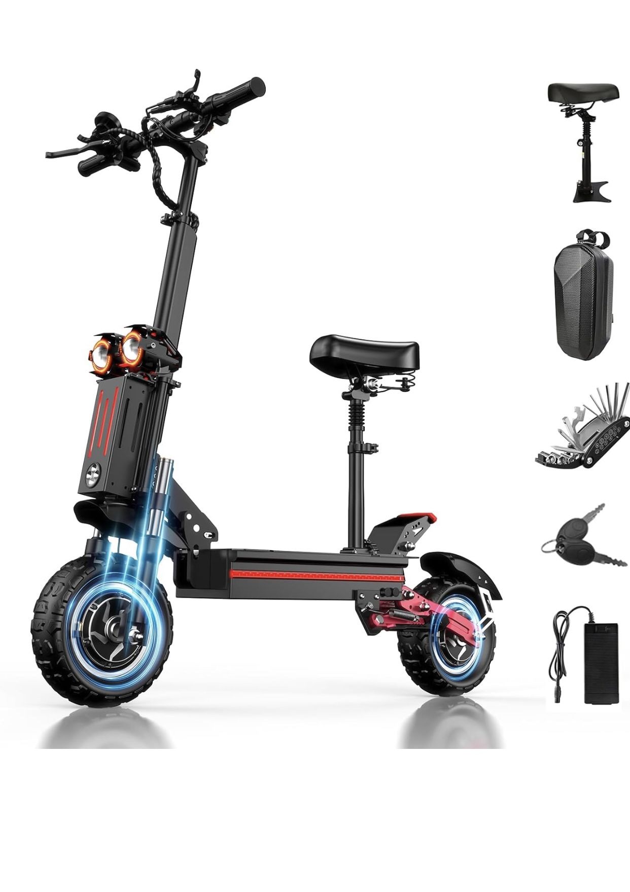 HLOIE Electric Scooter for Adults Peak 5600W Dual Motor Up to 50MPH,Battery Range to 45Miles