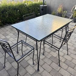 1960’s Vintage Wrought Iron Glass Top Table