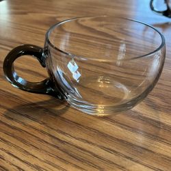 Clear Glass Cup with Smoke handles 2.25” tall Vintage late 1950’s