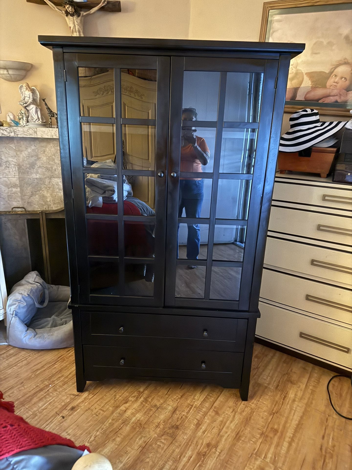 Cabinet Storage Black With 2 Drawers