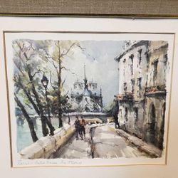 Lucien Delarue Watercolor Print Art Wallpaper Frame Paris Notre Dame The St Louis