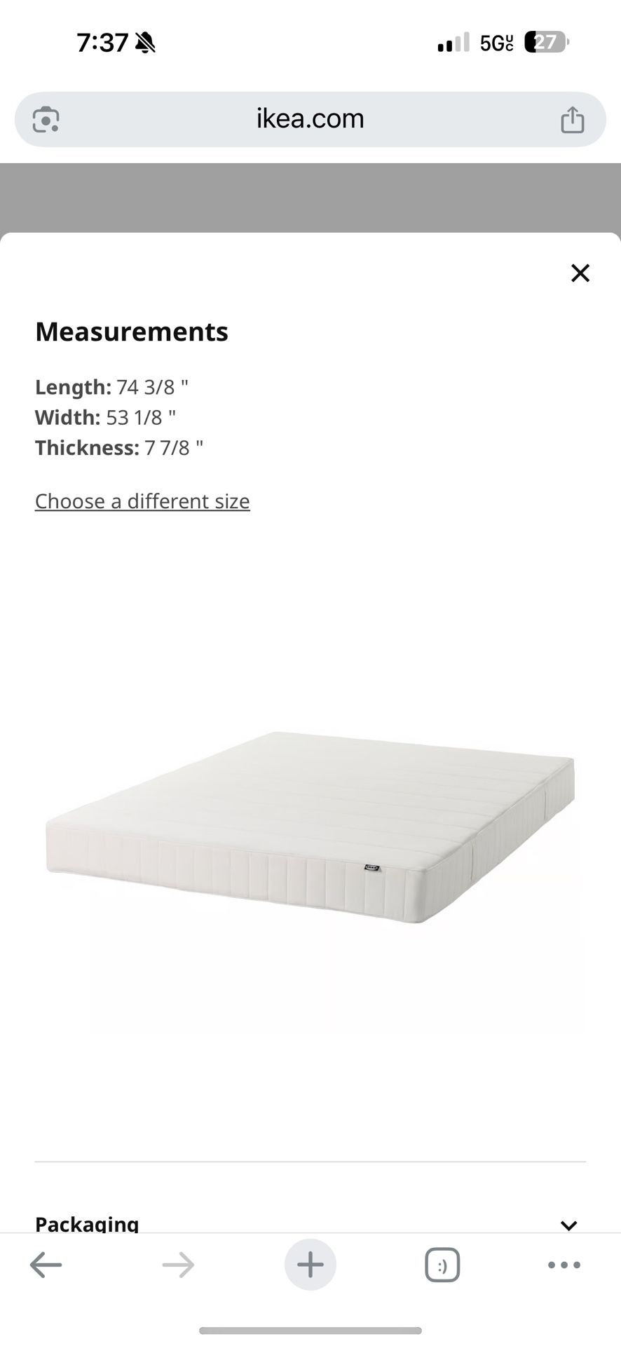 IKEA Full Size Mattress + Bed Frame Pillows +Blanket