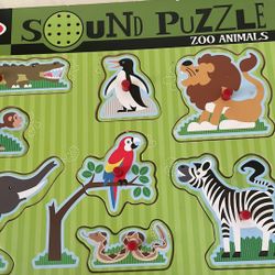 Melissa & Doug Zoo Animals Sound Puzzle - Wooden Peg Puzzle With Sound Effects