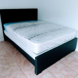 $350 Black Queen Bed Frame With Mattress And Boxspring Brand New Free Delivery 