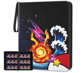 Trading Card Binder, 9 Pocket 900-Pocket with 50 Removable Binder Sleeves, 3-Ring Zipper Waterproof