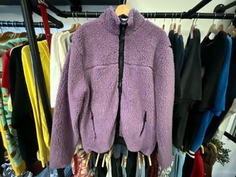 Stüssy Sherpa Mock Jacket Purple Fleece Funnel Neck Full Zip Streetwear Jacket Size L