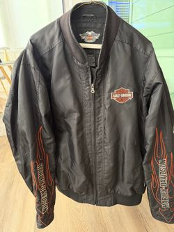 Harley-Davidson Black Bomber Jacket with Flames