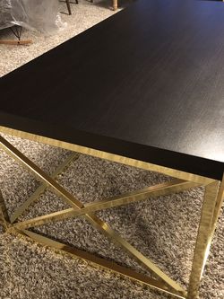Coffee Table Cappuccino w/ Gold Metal