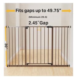 InnoTruth 29.5–49.75" Extra Wide Baby Gate for Stairs, 30" Tall Walk Through Dog Gate for Stairs & Doorways, Pressure-Mounted Safety Gate for Pets & K
