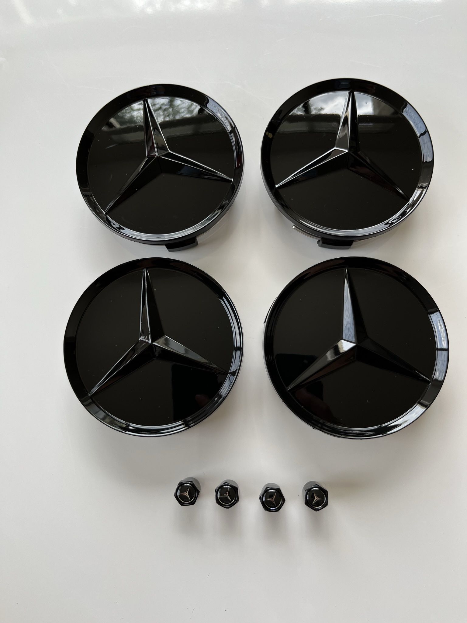 Fits Mercedes Benz Wheel Rim Center Caps And Tire Air Caps  (8 Pieces Set)