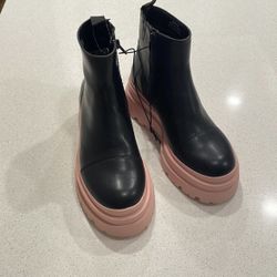 Black And Pink Boots